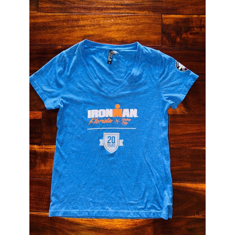 PRIMEASE Ironman Florida T-Shirt Mens M Blue Excellent V-Neck Graphic Tee 2018
